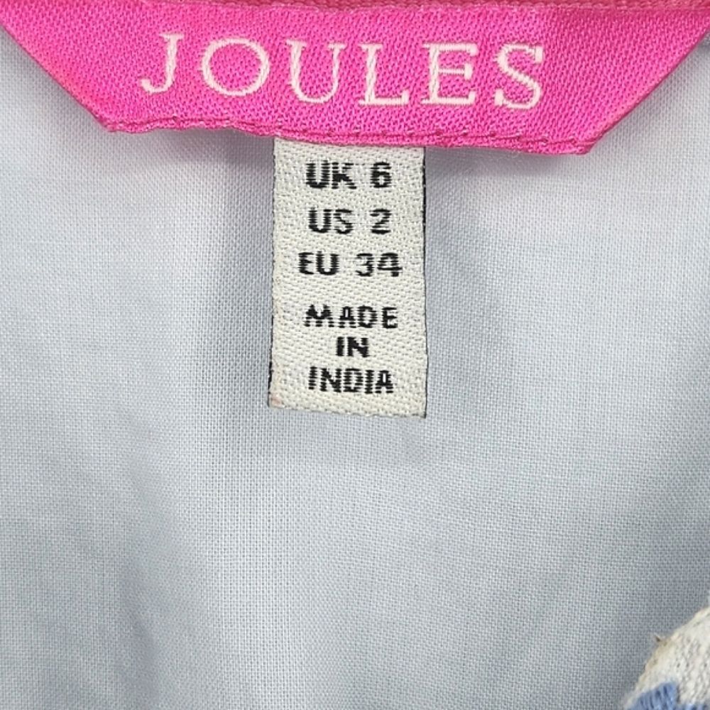 Joules Oriella Dress Size 2 Blue Embroidered Dotted Tassel Boho Beachy - Picture 3 of 8